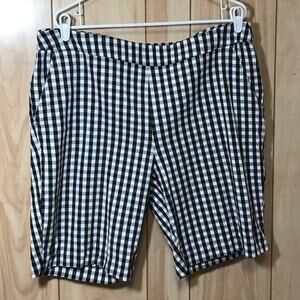 Time and Tru Black & White Gingham Check Stretch Bermuda Shorts XL